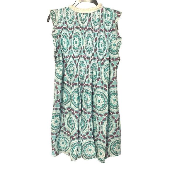 Judy Connally 100% Cotton Print Shift Mini Dress Sz S Made in India  Boho - Picture 3 of 5